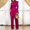 Fashion women's winter new style fashion temperament solid color long sleeved top and pants set
