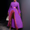 Autumn new style lace up pleated long sleeved color matching elegant cross-border dress