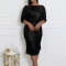 New Slant Collar Glitter One Collar Sexy Banquet Dress Two Piece Set Dress