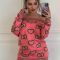 Winter new long sleeved sexy one shoulder sweater jumpsuit short skirt in 2 colors