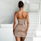 Fashionable women's sexy slim fit short skirt with rhinestone suspender dress
