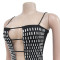 Fashionable women's sexy slim fit short skirt with rhinestone suspender dress