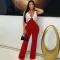 V-neck sleeveless slim fit jumpsuit fashionable women's casual sexy pants