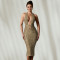 Fashion women's deep V-neck hanging sequin wrapped hip sleeveless dress new