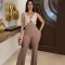 V-neck sleeveless slim fit jumpsuit fashionable women's casual sexy pants