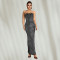 Fashion women's off shoulder rhinestone tight split hip dress