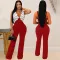 V-neck sleeveless slim fit jumpsuit fashionable women's casual sexy pants