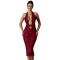 Fashion women's deep V-neck hanging sequin wrapped hip sleeveless dress new