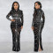 Fashionable women's sexy long sleeved dress with a back slit and rhinestone hot stamping, new