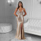 Fashionable women's sexy hot stamping dress with split suspender dress