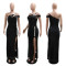 Women's hollow sequin evening dress sexy dress slit long skirt sleeveless style
