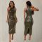 Fashionable women's neck hanging sequin tight and sexy slim fit dress
