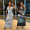 Women's sexy V-neck printed lace up dress, fashionable long skirt, slim fit