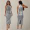 Fashionable women's neck hanging sequin tight and sexy slim fit dress