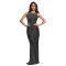 Fashionable women's slim fit bag arm rhinestone hot stamping split dress new