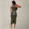 Fashionable women's neck hanging sequin tight and sexy slim fit dress