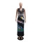 Women's sexy V-neck printed lace up dress, fashionable long skirt, slim fit