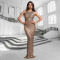 Fashionable women's slim fit bag arm rhinestone hot stamping split dress new