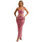 Fashion women's hot pressed diamond sleeveless suspender sexy long skirt two-piece set