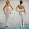 Fashion women's hot pressed diamond sleeveless suspender sexy long skirt two-piece set
