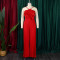 New Fashionable and Sexy Tag Large Flower Solid Color Crimson jumpsuit