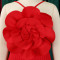 New Fashionable and Sexy Tag Large Flower Solid Color Crimson jumpsuit