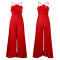 New Fashionable and Sexy Tag Large Flower Solid Color Crimson jumpsuit