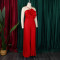 New Fashionable and Sexy Tag Large Flower Solid Color Crimson jumpsuit