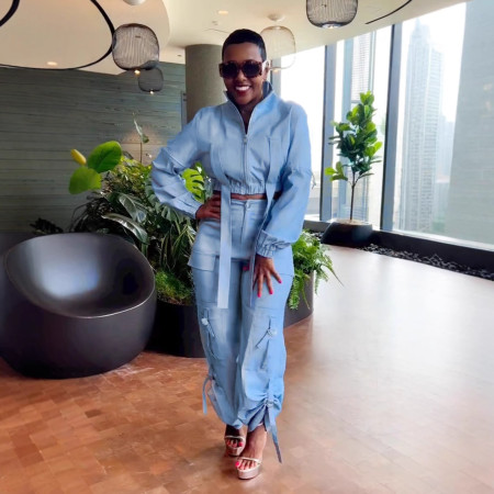 Multi pocket long sleeved pleated workwear two-piece set