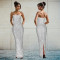 Fashionable women's sparkling diamond sexy split dress dress new