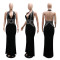 Sexy neck hanging backless dress, fashionable sleeveless hip hugging long dress, party evening gown