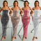 Fashionable women's hot diamond sexy suspender tight fitting hip hugging dress