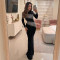 Hot stamping backless elastic hip hugging see through dress
