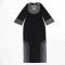 Hot stamping round neck side slit loose dress