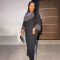 Hot stamping round neck side slit loose dress