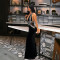 Sexy neck hanging backless dress, fashionable sleeveless hip hugging long dress, party evening gown