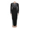 Hot stamping round neck side slit loose dress
