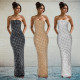 Fashionable women's sparkling diamond sexy split dress dress new