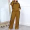 High collar pullover pocket hoodie two-piece set