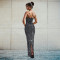 Fashionable women's sparkling diamond sexy split dress dress new