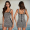 Fashionable women's sexy camisole short skirt with rhinestone wrapped arm dress