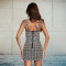 Fashionable women's sexy camisole short skirt with rhinestone wrapped arm dress