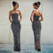 Fashionable women's sparkling diamond sexy split dress dress new