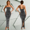 Fashionable women's hot diamond sexy suspender tight fitting hip hugging dress