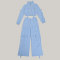 Multi pocket long sleeved pleated workwear two-piece set
