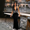 Sexy neck hanging backless dress, fashionable sleeveless hip hugging long dress, party evening gown