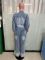 Work pants washed and worn denim jumpsuit jumpsuit with multiple pockets and wide legs
