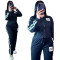 New autumn and winter striped fashion slimming top, wide leg pants, casual sports suit