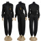 Fashionable and elegant women's knitted embossed long sleeved pants set (double pockets)