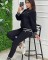 winter fashion thread embroidery casual embossed sports zipper two-piece set